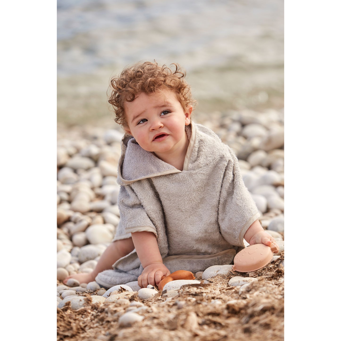 Poncho de baño Basics 12-36 meses Gris bimbidreams ropa para bebé niño niña accesorios gnomo kids bogotá colombia