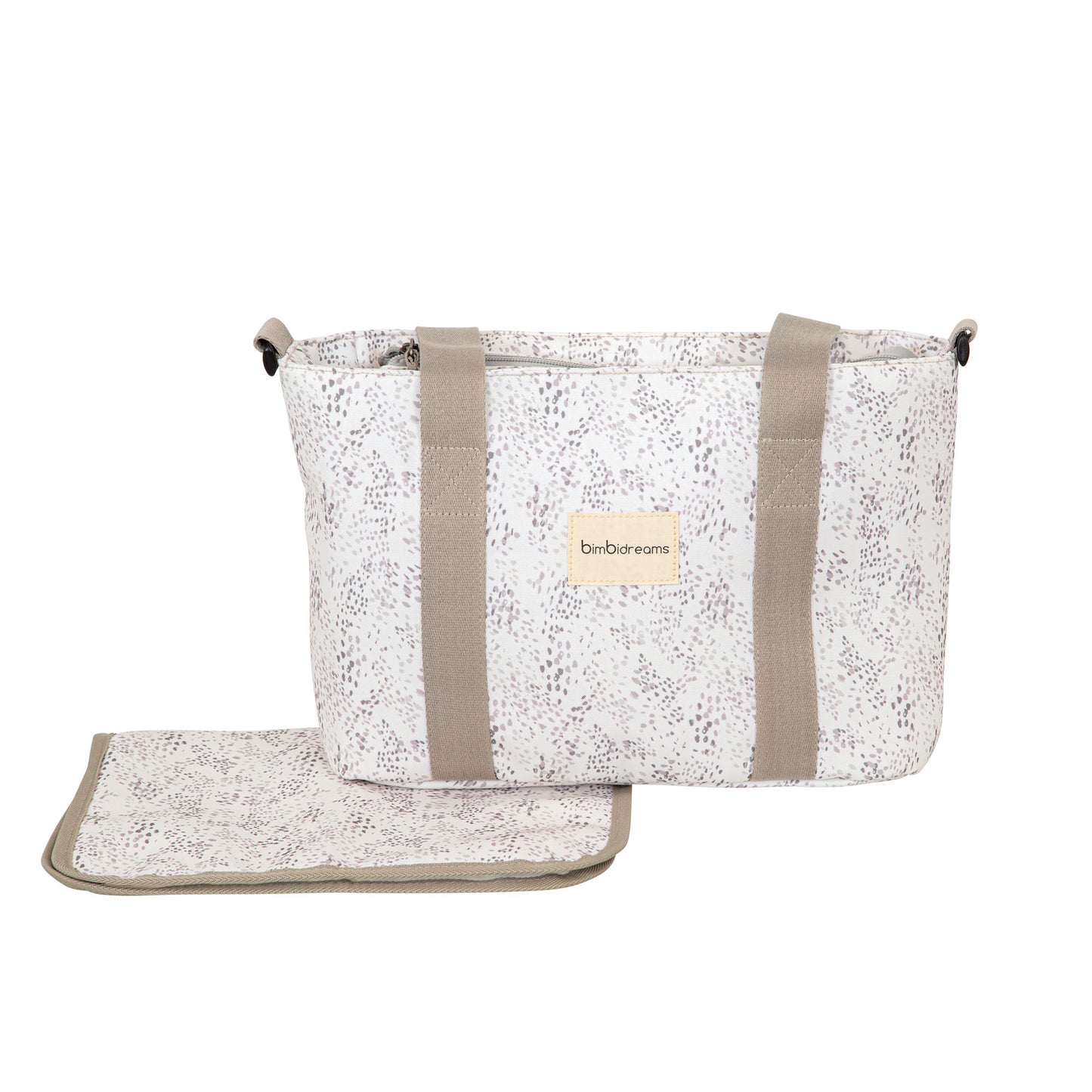 Pañalera Crossbody con cambiador Dots Blanco/Lino 37x24x13 bimbidreams ropa para bebé niño niña accesorios gnomo kids bogotá colombia