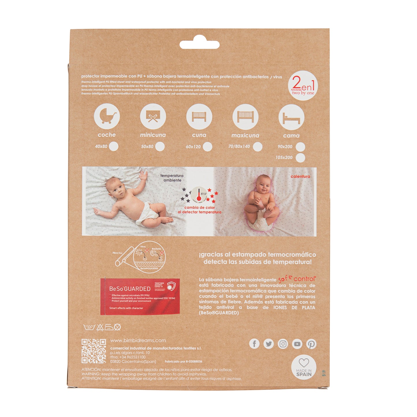 Bajera 2 en 1 Safe Control 70x140 bimbidreams ropa para bebé niño niña accesorios gnomo kids bogotá colombia