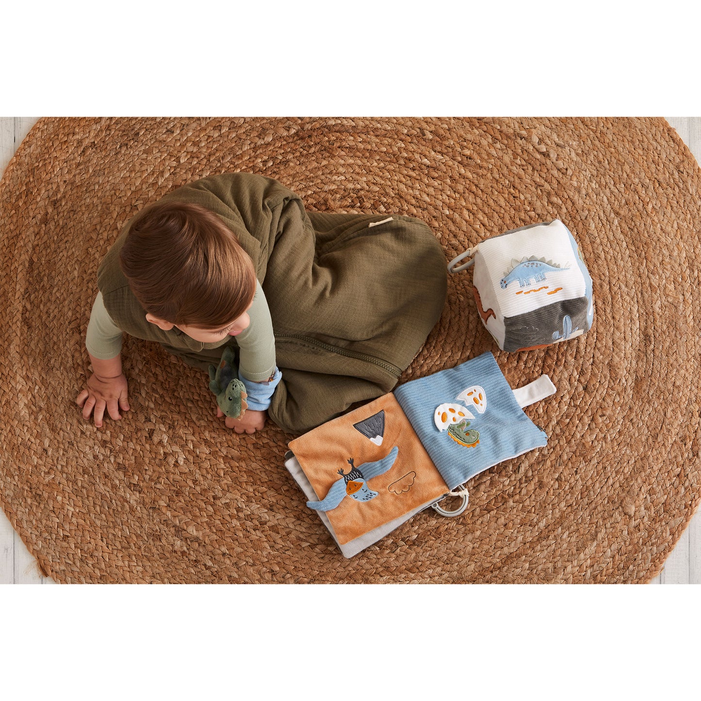 Cubo Blando de Actividades Sensorial T-Rex Verde – Bimbidreams