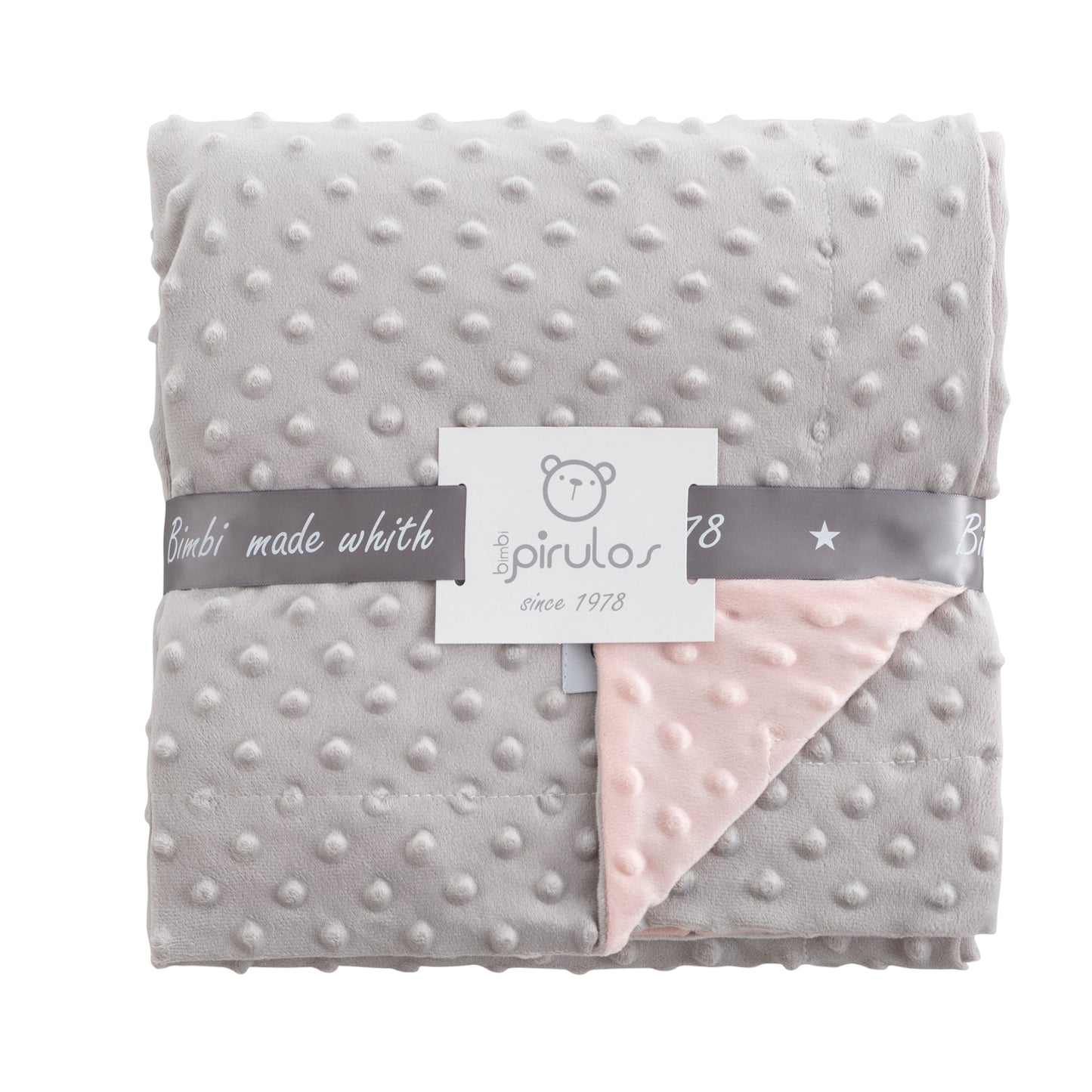 Manta Microfibra Dots Gris/Rosa 80x110 bimbidreams ropa para bebé niño niña accesorios gnomo kids bogotá colombia