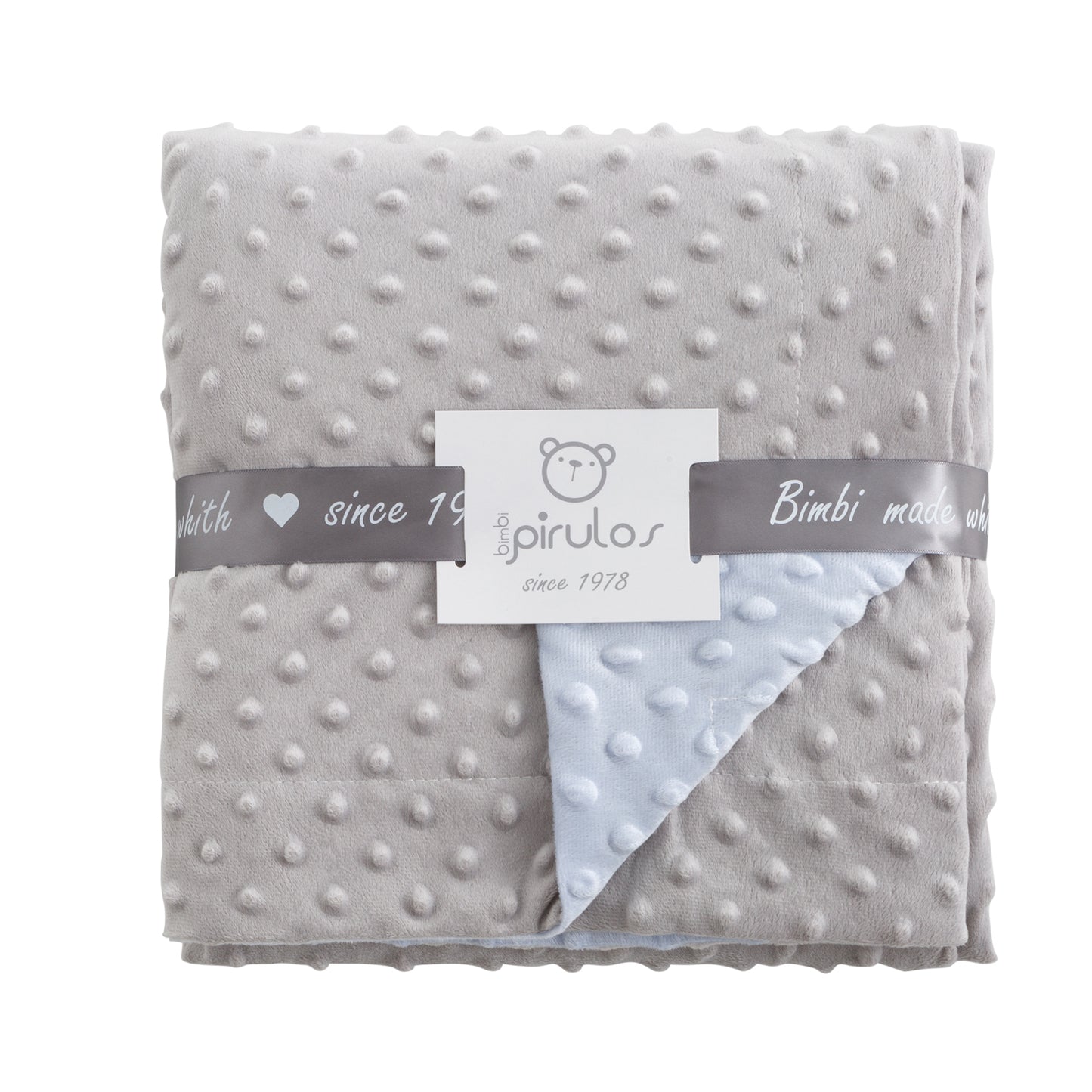 Manta Microfibra Dots Gris/Azul 80x110 bimbidreams ropa para bebé niño niña accesorios gnomo kids bogotá colombia