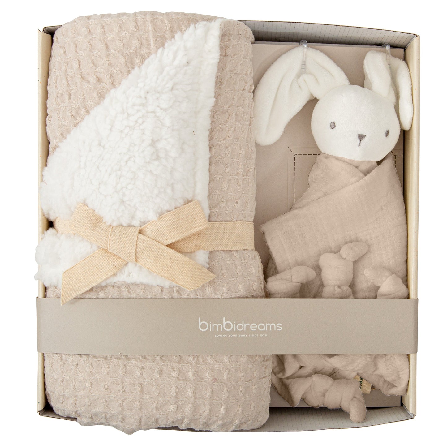 Manta waffle/coralina con doudou - set regalo False