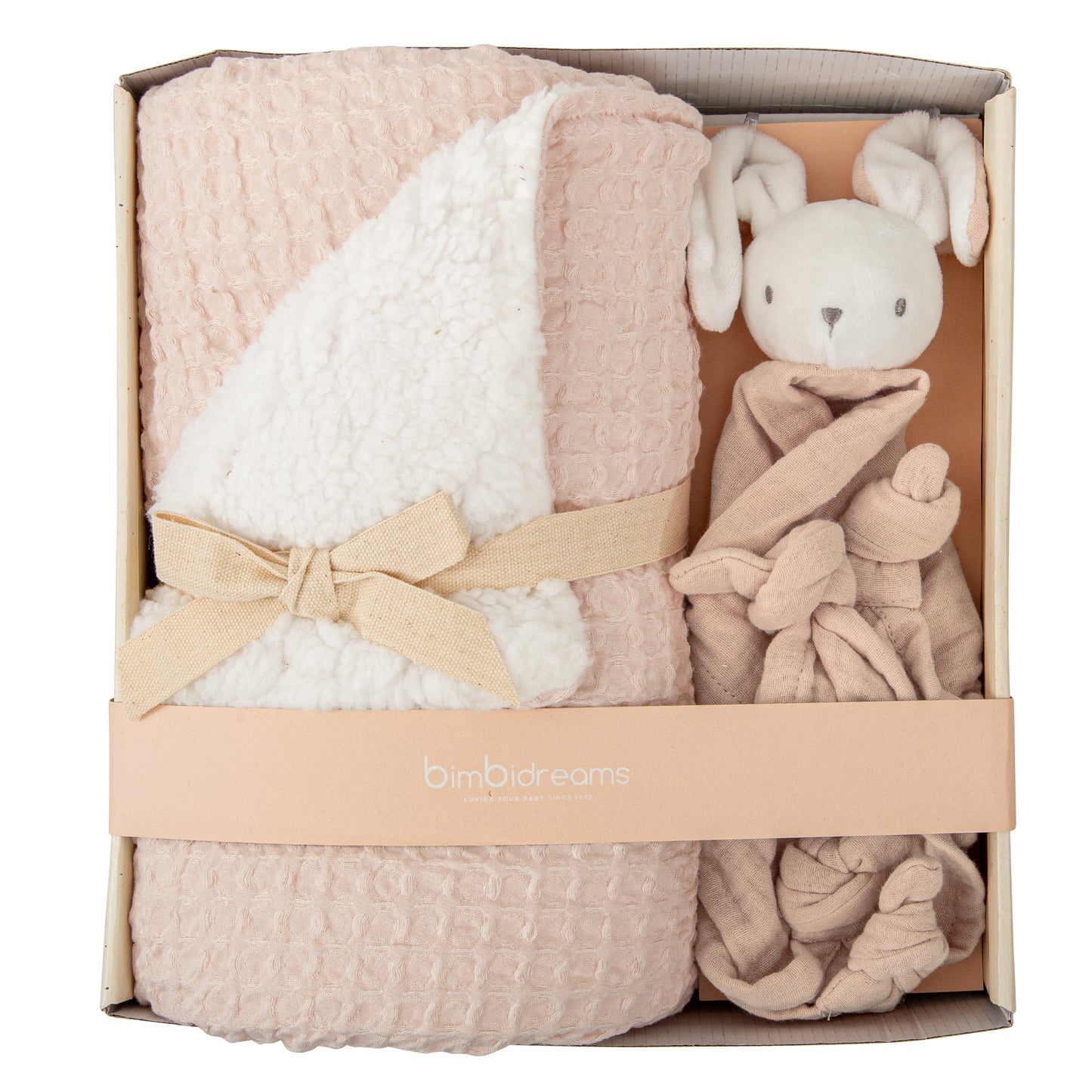 Set de regalo (Manta waffle/coralina + doudou) Bimbidreams