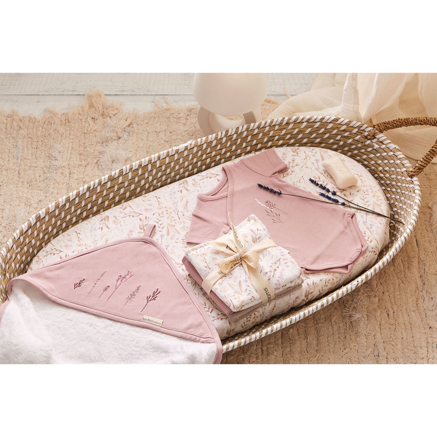 Capa de baño 100x100 Niza Blanco/Lila bimbidreams ropa para bebé niño niña accesorios gnomo kids bogotá colombia