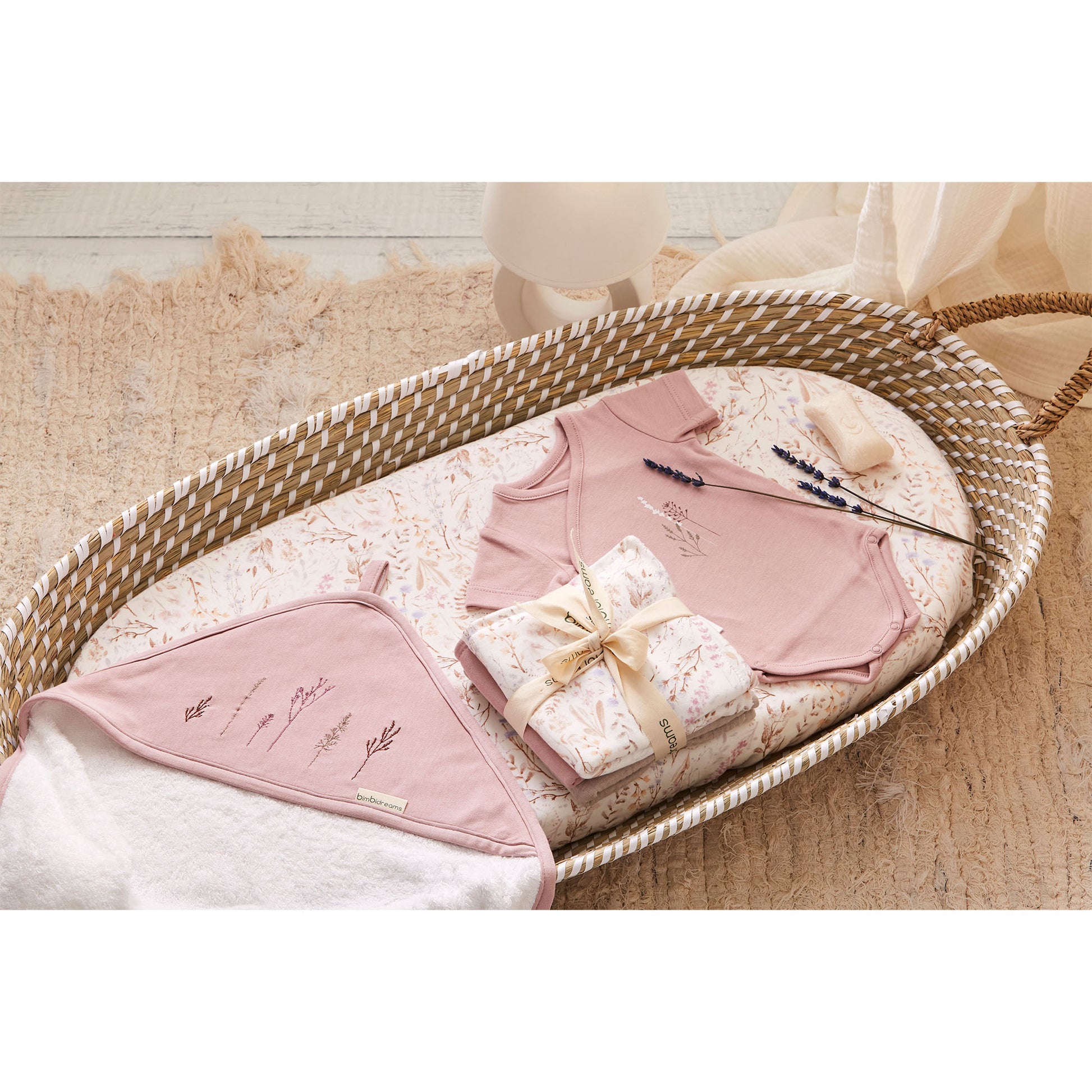 Capa de baño 100x100 Niza Blanco/Lila bimbidreams ropa para bebé niño niña accesorios gnomo kids bogotá colombia