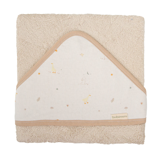 Toalla Capucha Bebé Happy Forest Beige Bambú - Bimbidreams