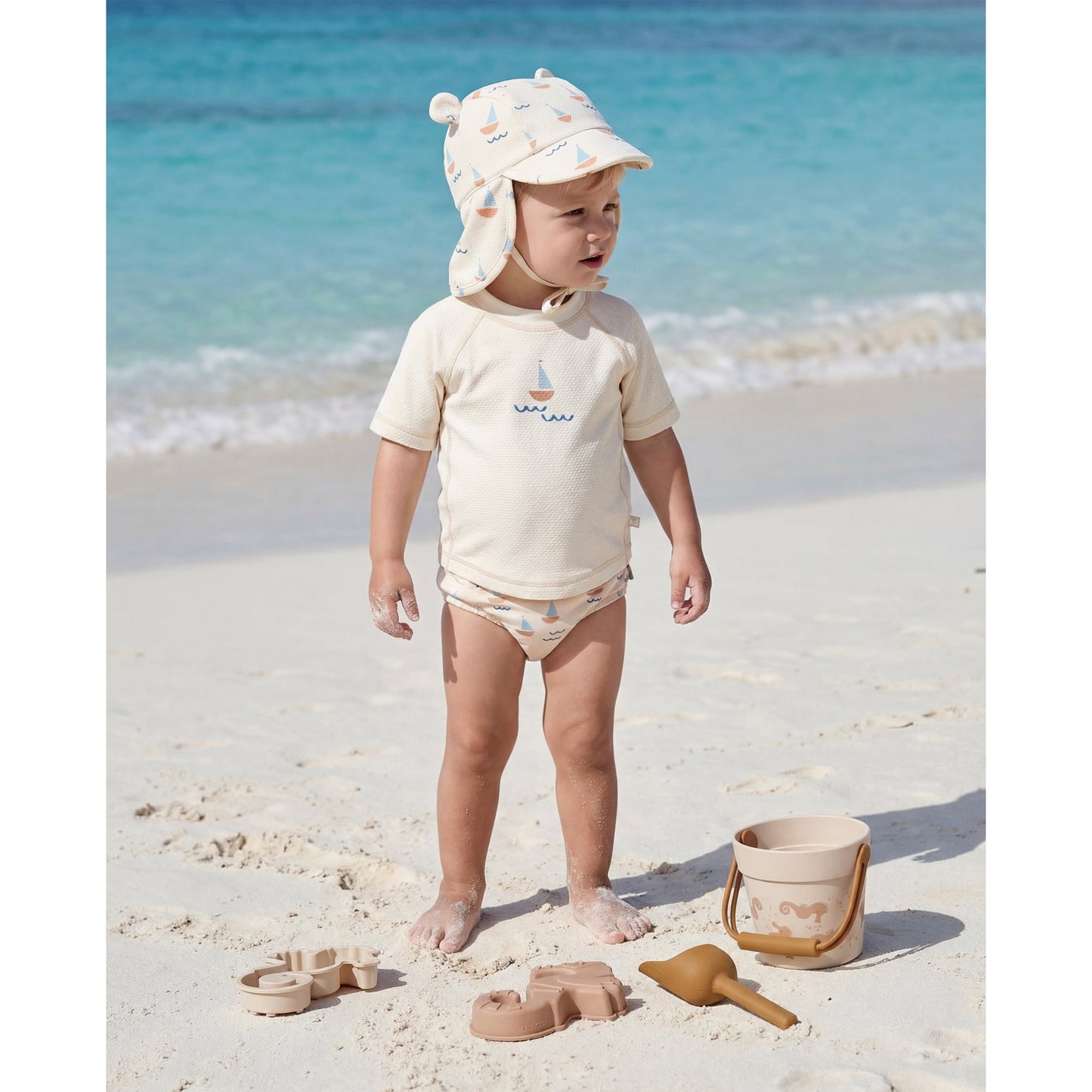 Gorra con protección solar Calypso Blanco Azul 12-24m