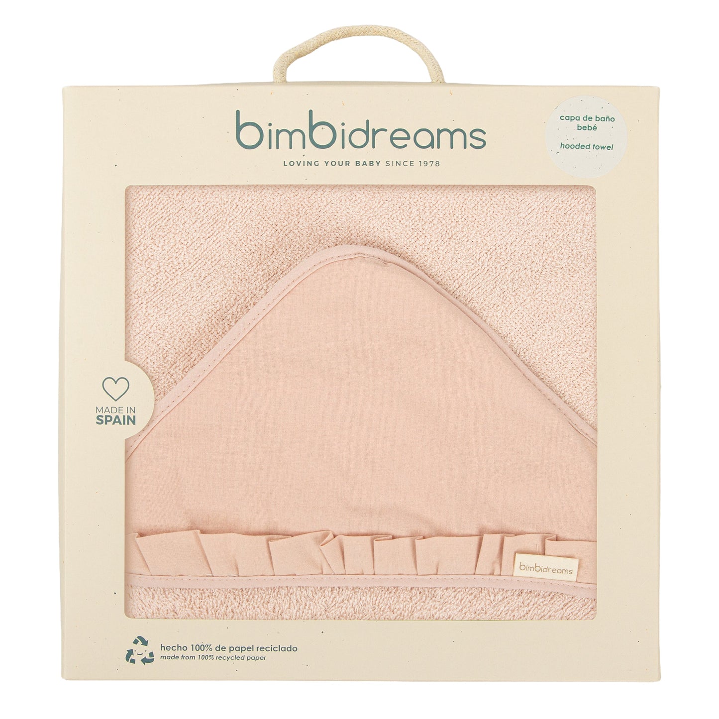 Capa de baño bebé manos libre Algodon Stone Washed Rosa Empolvado 100X100