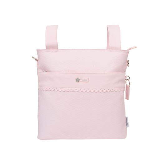 Bolso pañalera  talega con cambiador Rombos Rosa 35x36x10 bimbidreams ropa para bebé niño niña accesorios gnomo kids bogotá colombia