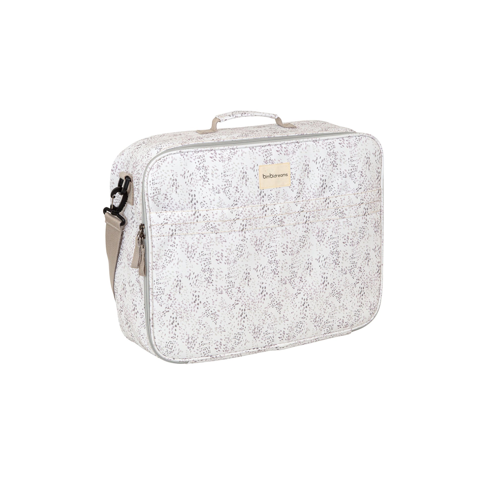 Maleta pañalera  con cambiador Dots Blanco/Lino 45x36x18 bimbidreams ropa para bebé niño niña accesorios gnomo kids bogotá colombia