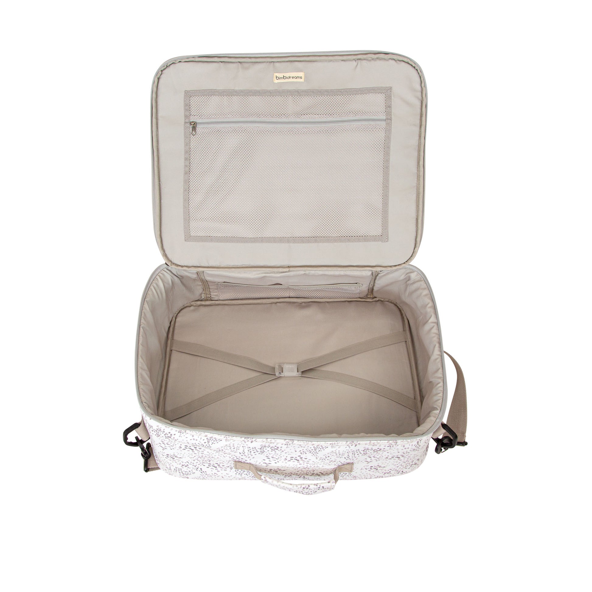 Maleta pañalera  con cambiador Dots Blanco/Lino 45x36x18 bimbidreams ropa para bebé niño niña accesorios gnomo kids bogotá colombia