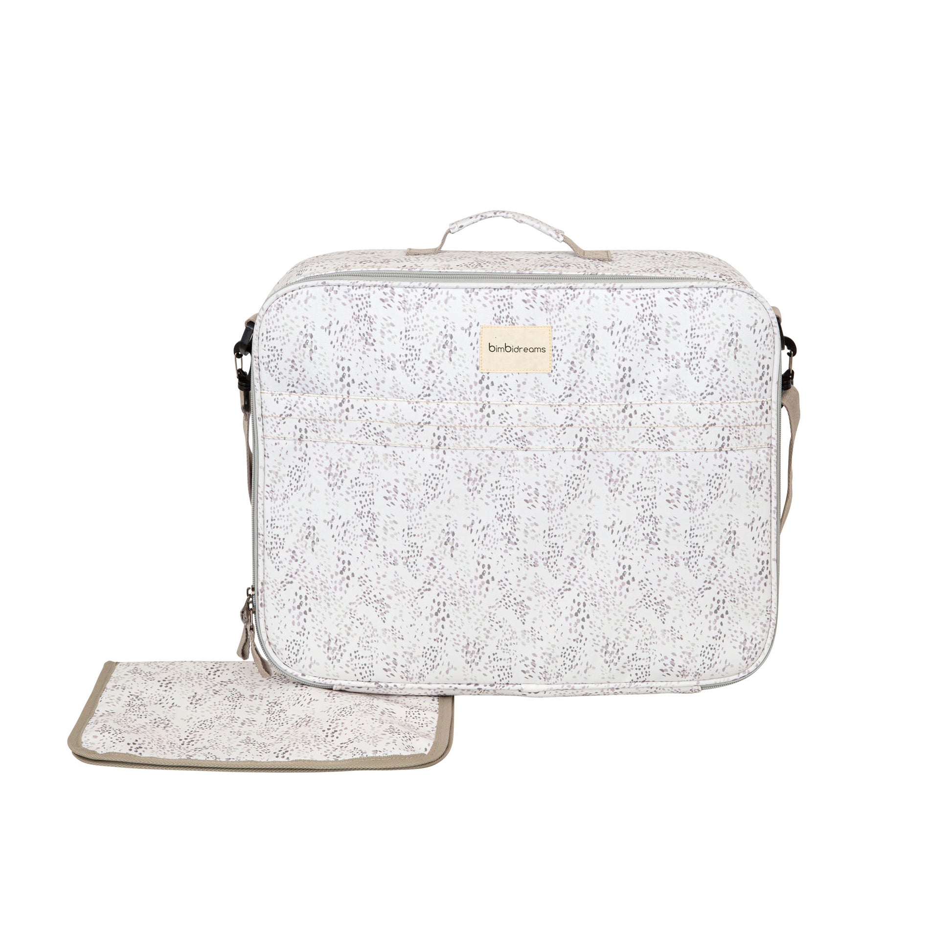 Maleta pañalera  con cambiador Dots Blanco/Lino 45x36x18 bimbidreams ropa para bebé niño niña accesorios gnomo kids bogotá colombia