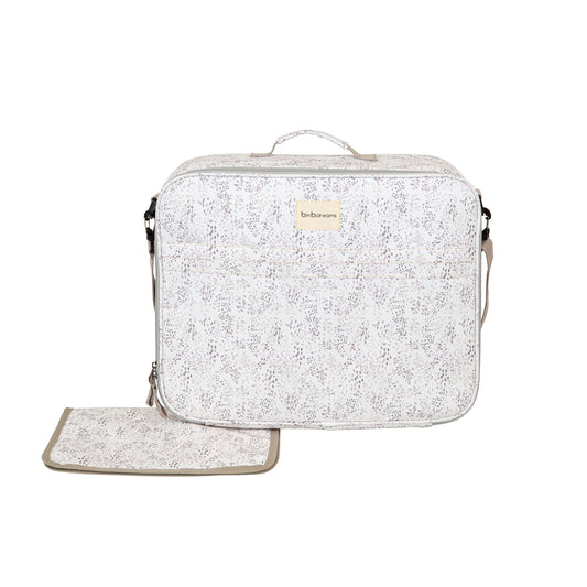 Maleta pañalera  con cambiador Dots Blanco/Lino 45x36x18 bimbidreams ropa para bebé niño niña accesorios gnomo kids bogotá colombia