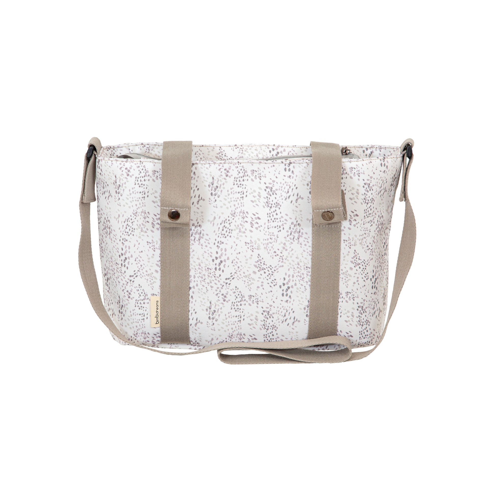 Pañalera Crossbody con cambiador Dots Blanco/Lino 37x24x13 bimbidreams ropa para bebé niño niña accesorios gnomo kids bogotá colombia