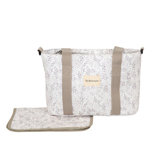 Pañalera Crossbody con cambiador Dots Blanco/Lino 37x24x13 bimbidreams ropa para bebé niño niña accesorios gnomo kids bogotá colombia