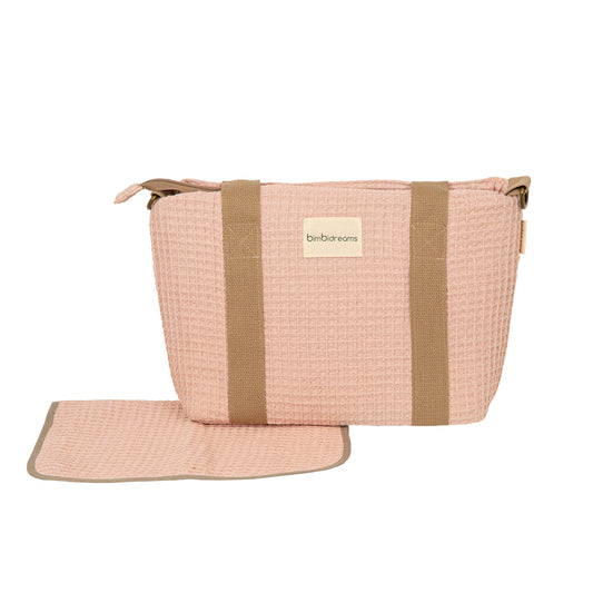 Pañalera Bandolera Dalia Rosa Algodón con Cambiador – Bimbidreams