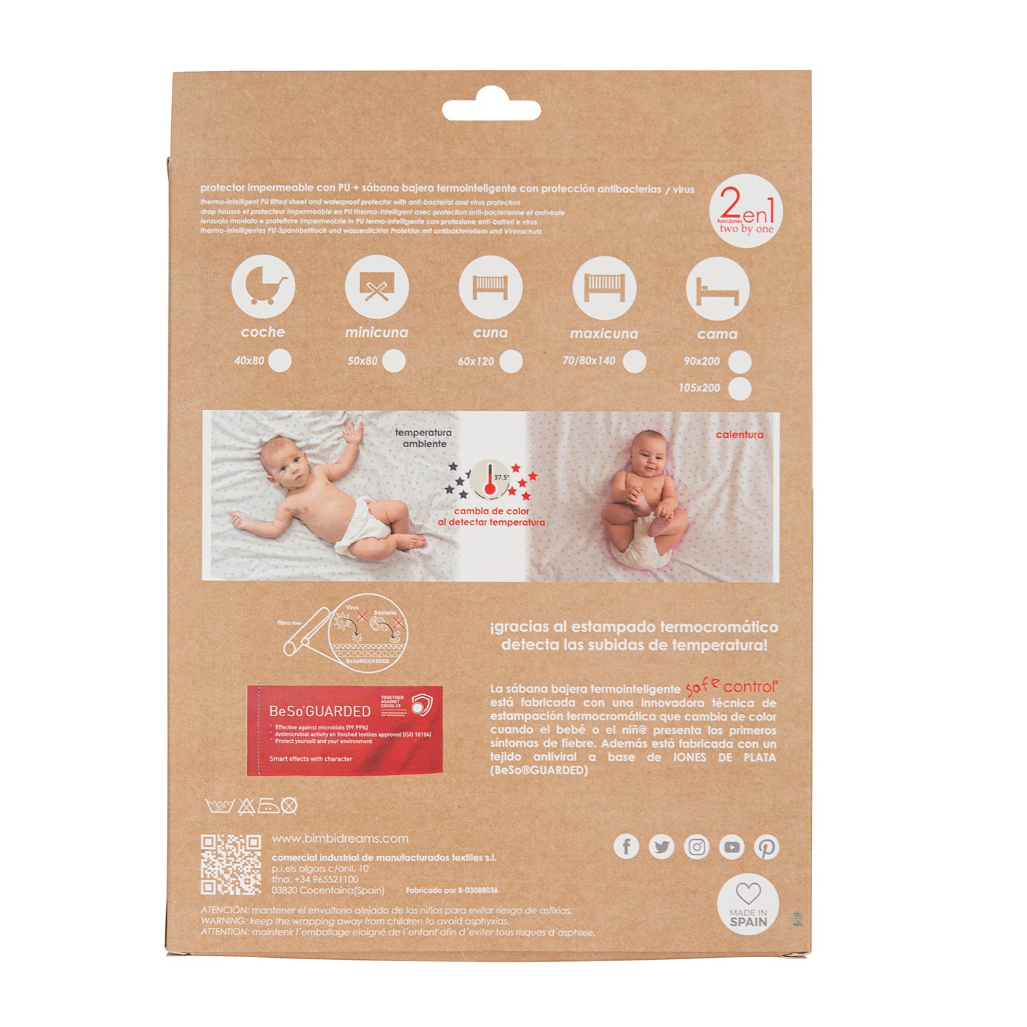 Bajera 2 en 1 Safe Control 70x140 bimbidreams ropa para bebé niño niña accesorios gnomo kids bogotá colombia