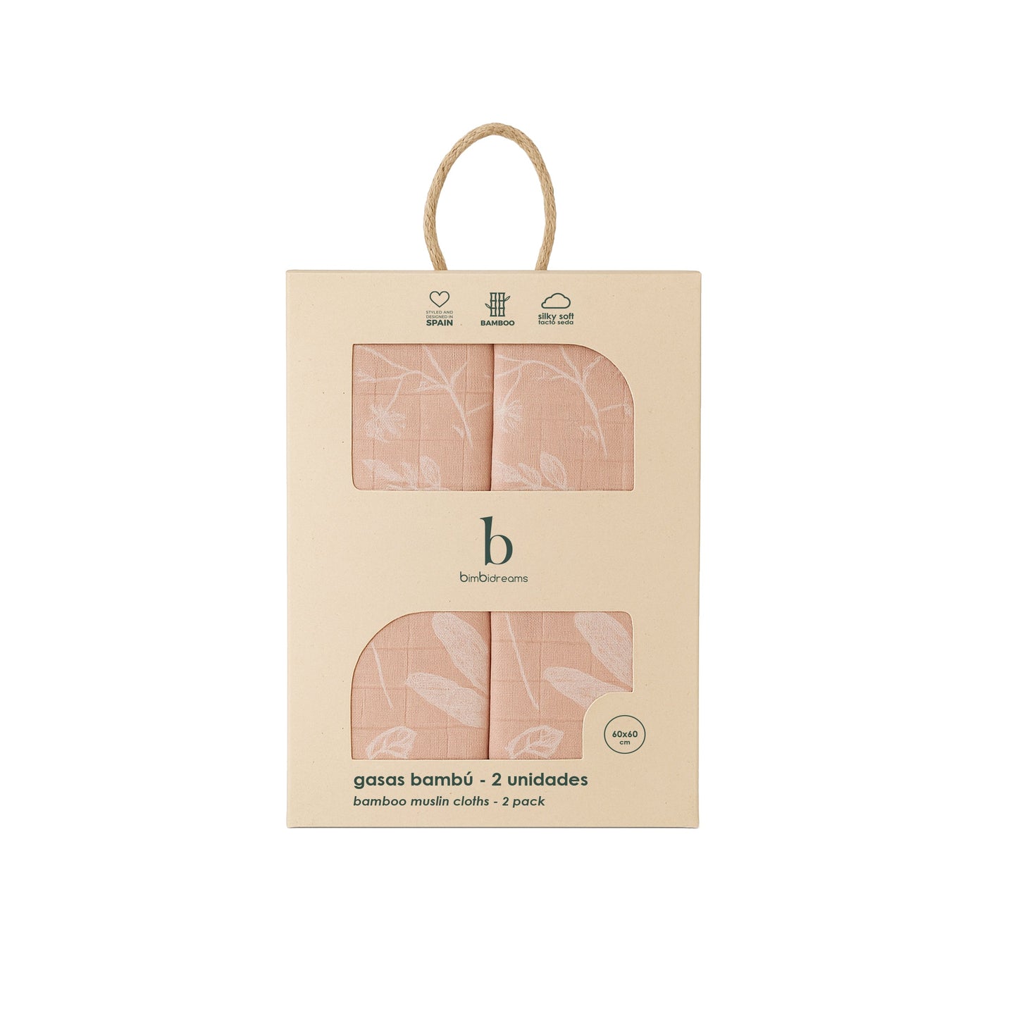 Gasas Bambú pack 2 Dafne Blanco Rosa 60x60