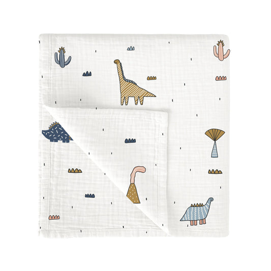 Muselina bambú Dinosaurius Multicolor 120x120