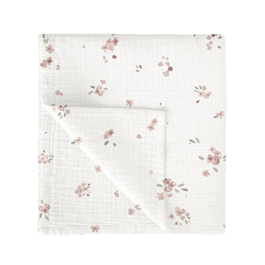 Muselina bambú Monet Blanco Rosa 120x120