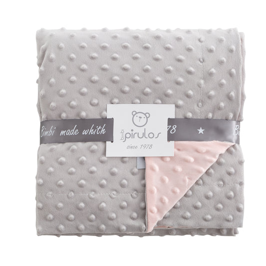 Manta Microfibra Dots Gris/Rosa 80x110 bimbidreams ropa para bebé niño niña accesorios gnomo kids bogotá colombia
