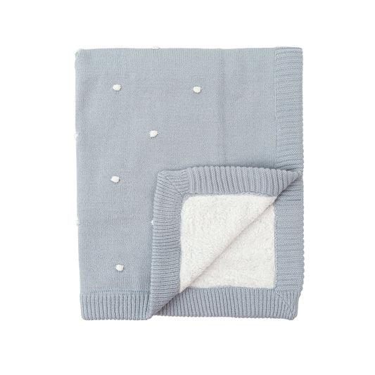 Manta doble cara tricot Dots con coralina Azul 80x100 bimbidreams ropa para bebé niño niña accesorios gnomo kids bogotá colombia