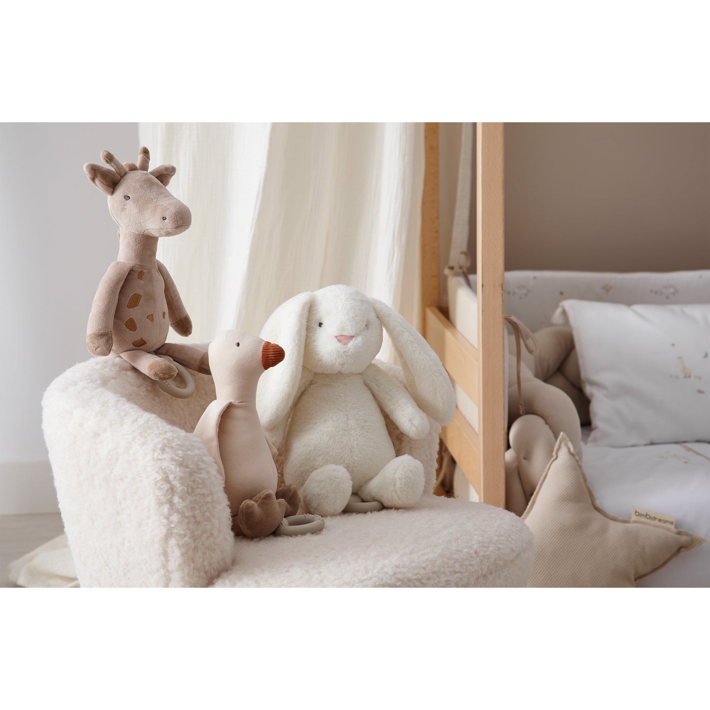 Peluche musical Happy Forest Blanco Lino 30 cm