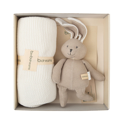 Caja de Regalo nº 2 - Manta y peluche conejo tricot Basics Blanco 000