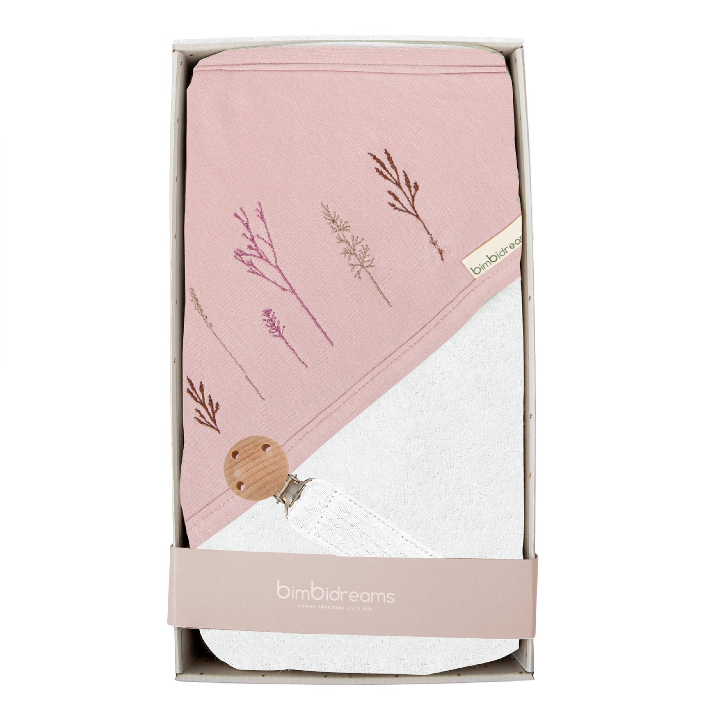 Capa de baño con sujetachupetes - set regalo Niza Blanco Lila