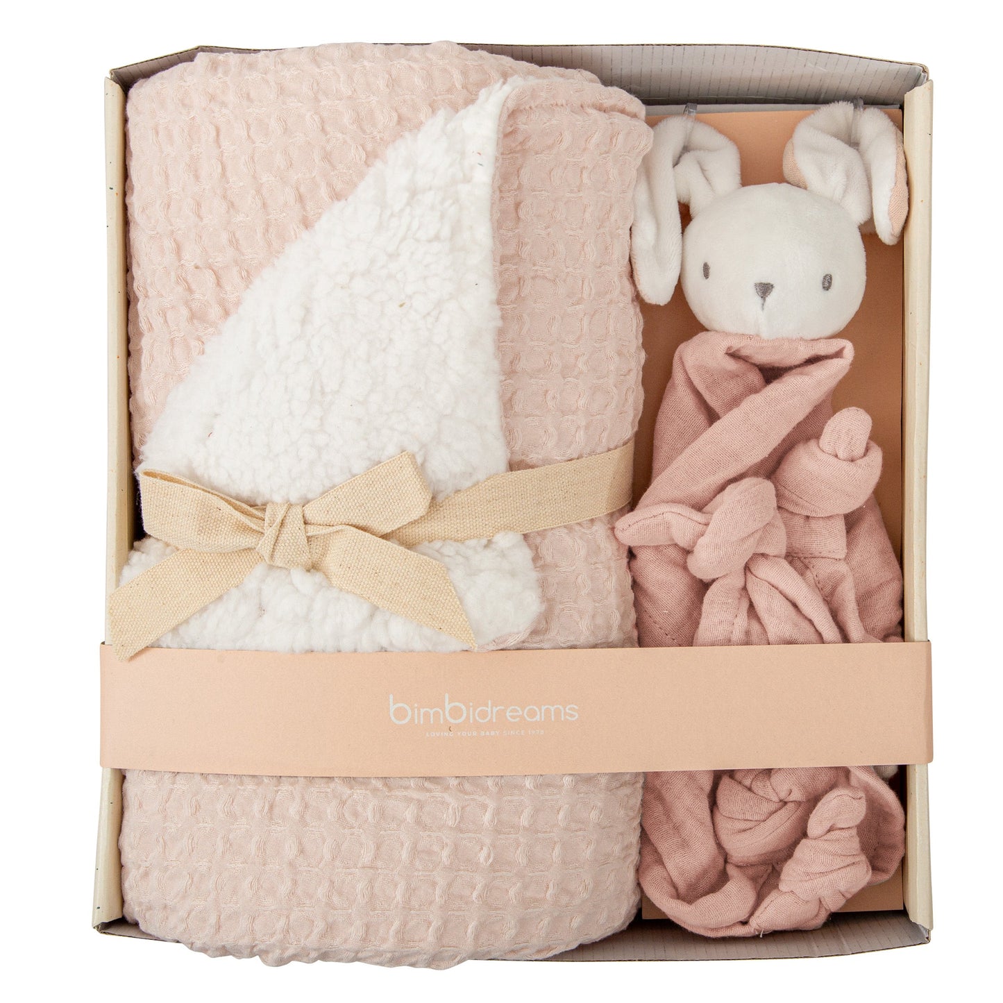 Manta waffle/coralina con doudou - set regalo