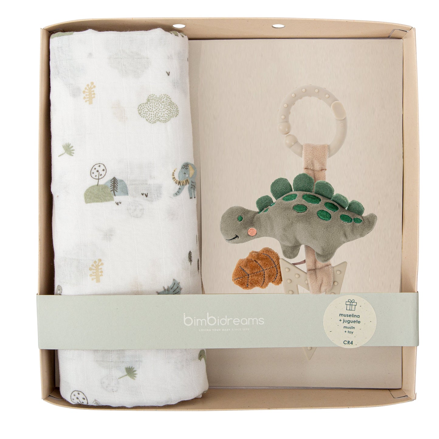 Muselina con mordedor - set regalo Trex Blanco Verde